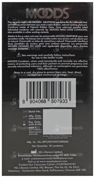 Moods Graphene Ultimate Feel Condoms 10 With 3 Moods Lube Sachets Free